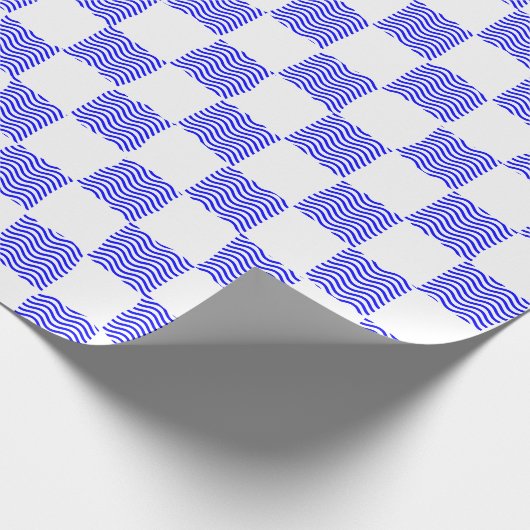 Elegantes Blue Wave Checkerboard-Gemälde Geschenkpapier (Ecke)
