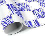 Elegantes Blue Wave Checkerboard-Gemälde Geschenkpapier (Rolleneckpunkt)