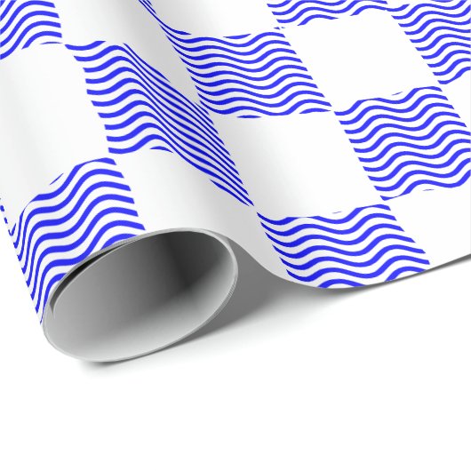 Elegantes Blue Wave Checkerboard-Gemälde Geschenkpapier (Rolleneckpunkt)