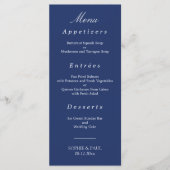 Elegantes Blue Wedding Menu Menükarte (Vorderseite)