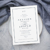 Elegantes Blue Wedding Probe Dinner Einladung