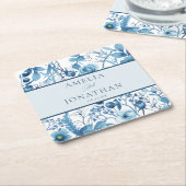 Elegantes Blue Wedding Probe Dinner Rechteckiger Pappuntersetzer (angewinkelt)