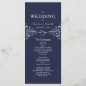 Elegantes Blue Wedding Programm (Vorderseite)