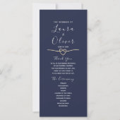 Elegantes Blue Wedding Programm (Vorderseite)
