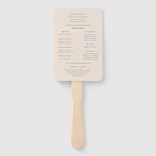 Elegantes Blue Wedding Programm Fächer (Rückseite)