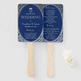 Elegantes Blue Wedding Programm Fächer