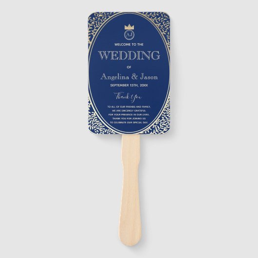 Elegantes Blue Wedding Programm Fächer (Vorderseite)