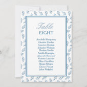 Elegantes Blue Wedding Tischnummer Seating Chart (Vorderseite)