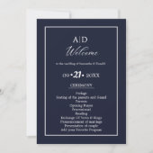 Elegantes Blue Wedding Zeremony Program Einladung (Vorderseite)
