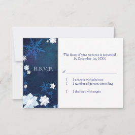 Elegantes Blue & White Boho Winter Wedding UAWG RSVP Karte