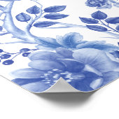 Elegantes Blue White Chinoiserie Hochzeit Willkomm Poster (Ecke)