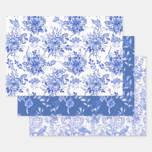 Elegantes Blue White Chinoiserie New Orleans Club Geschenkpapier Set (Set)