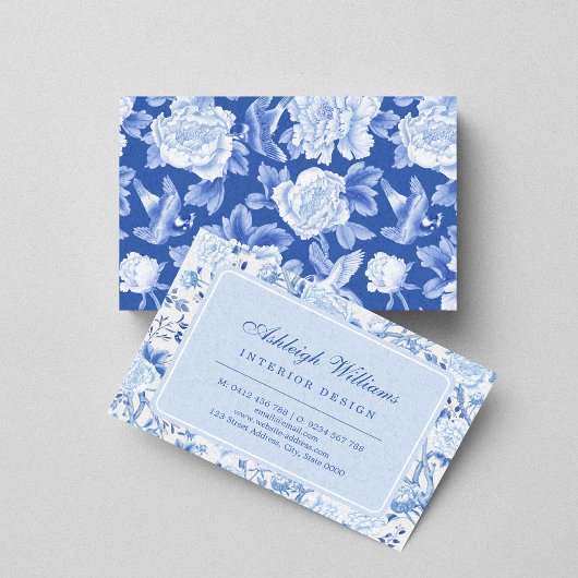 Elegantes Blue White Chinoiserie New Orleans Club Visitenkarte