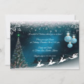 Elegantes Blue & White Christmas Design Party Einladung (Vorderseite)