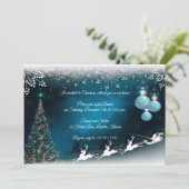 Elegantes Blue & White Christmas Design Party Einladung (Stehend Vorderseite)