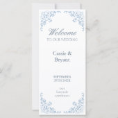 Elegantes Blue White Coastal Chic Hochzeitsprogram (Vorderseite)