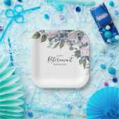 Elegantes Blue White Floral Custom Retirement Part Pappteller (Party)