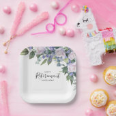 Elegantes Blue White Floral Custom Retirement Part Pappteller (Party)