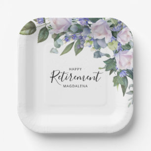 Elegantes Blue White Floral Custom Retirement Part Pappteller