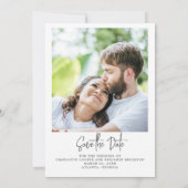 Elegantes Blue White Floral Verlobung Foto Spring Save The Date (Rückseite)