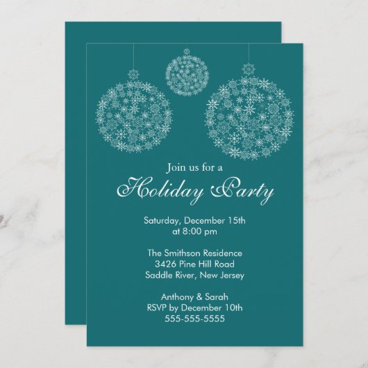 Elegantes Blue & White Holiday Weihnachten Party Einladung (Vorne/Hinten)