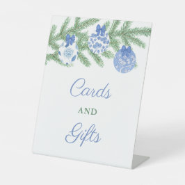 Elegantes Blue & White Holidays Party Karten & Ges Sockelschild