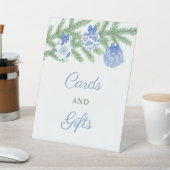 Elegantes Blue & White Holidays Party Karten & Ges Sockelschild (In SItu)