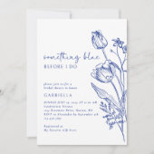 Elegantes Blue White Line Brautparty Einladung (Vorderseite)