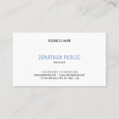 Elegantes Blue White Minimalistic Template Moderne Visitenkarte (Rückseite)