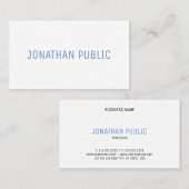Elegantes Blue White Minimalistic Template Moderne Visitenkarte (Vorne/Hinten)