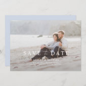 Elegantes Blue-White-Overlay-Foto Hochzeit Save The Date (Vorne/Hinten)