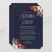 Elegantes Blue White Poinsettia Weihnachtsfest Par Einladung (Vorne/Hinten)