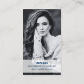 Elegantes Blue & White Portrait Visitenkarte (Rückseite)