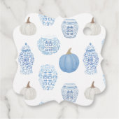 Elegantes Blue & White Pumpkins Herbst Brautparty Geschenkanhänger (Rückseite)
