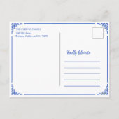 Elegantes Blue White Rabbit CNY Spring Festival 春 Feiertagspostkarte (Rückseite)