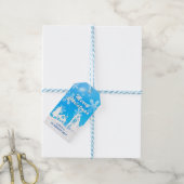 Elegantes Blue White Snow House Snowflakes Geschenkanhänger (Mit Garn)