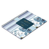 Elegantes Blue White Stripe Floral Journal-Noteboo Notizblock (Linke Seite)