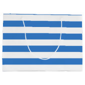 Elegantes Blue White Stripes Template Modernes Des Große Geschenktüte (Rückseite)
