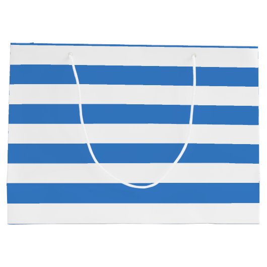 Elegantes Blue White Stripes Template Modernes Des Große Geschenktüte (Rückseite)