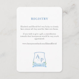 Elegantes Blue-White-Wappen-Heiratsregister Begleitkarte