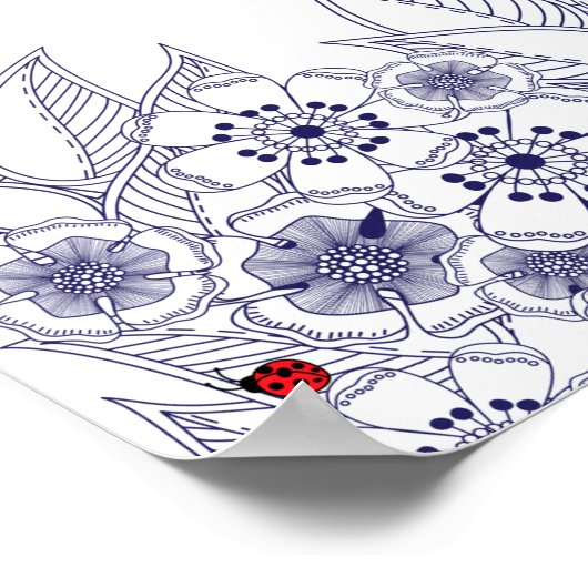 Elegantes Blue White Wedding Seating Chart Poster (Ecke)