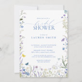 Elegantes Blue Wildblume Floral Brautparty Einladung (Vorderseite)