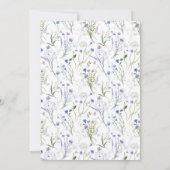 Elegantes Blue Wildblume Floral Brautparty Einladung (Rückseite)