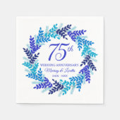 Elegantes Blue Wreath Party Napkins zum 75. Jubilä Serviette (Vorderseite)
