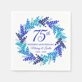 Elegantes Blue Wreath Party Napkins zum 75. Jubilä Serviette