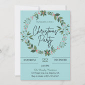 Elegantes Blue Wreath Weihnachts-Party Einladung (Vorderseite)