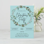 Elegantes Blue Wreath Weihnachts-Party Einladung (Stehend Vorderseite)