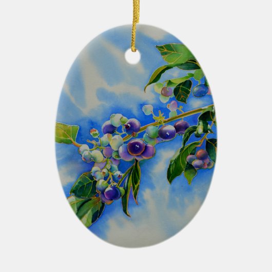 Elegantes Blueberry-Aquarellbild Keramikornament (Vorne)