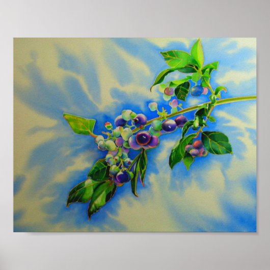Elegantes Blueberry-Aquarellbild Poster (Vorne)