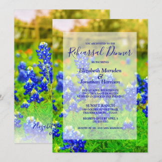 Elegantes Bluebonnets Foto Probe Dinner Einladung